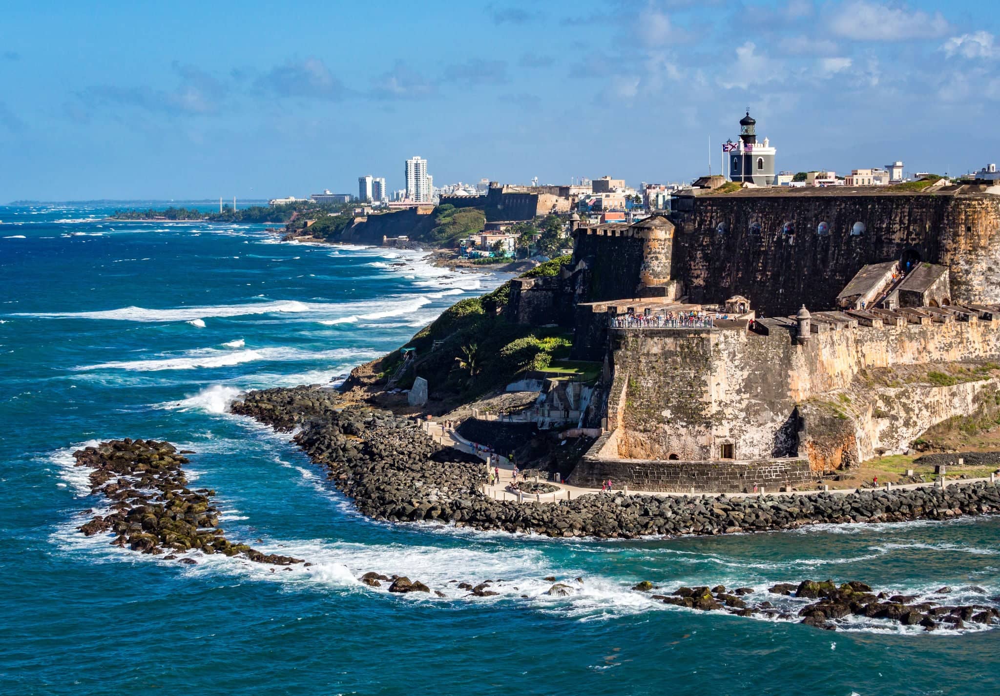 Beautiful view of El Morro, historical ruins in San Juan, Puerto Rico