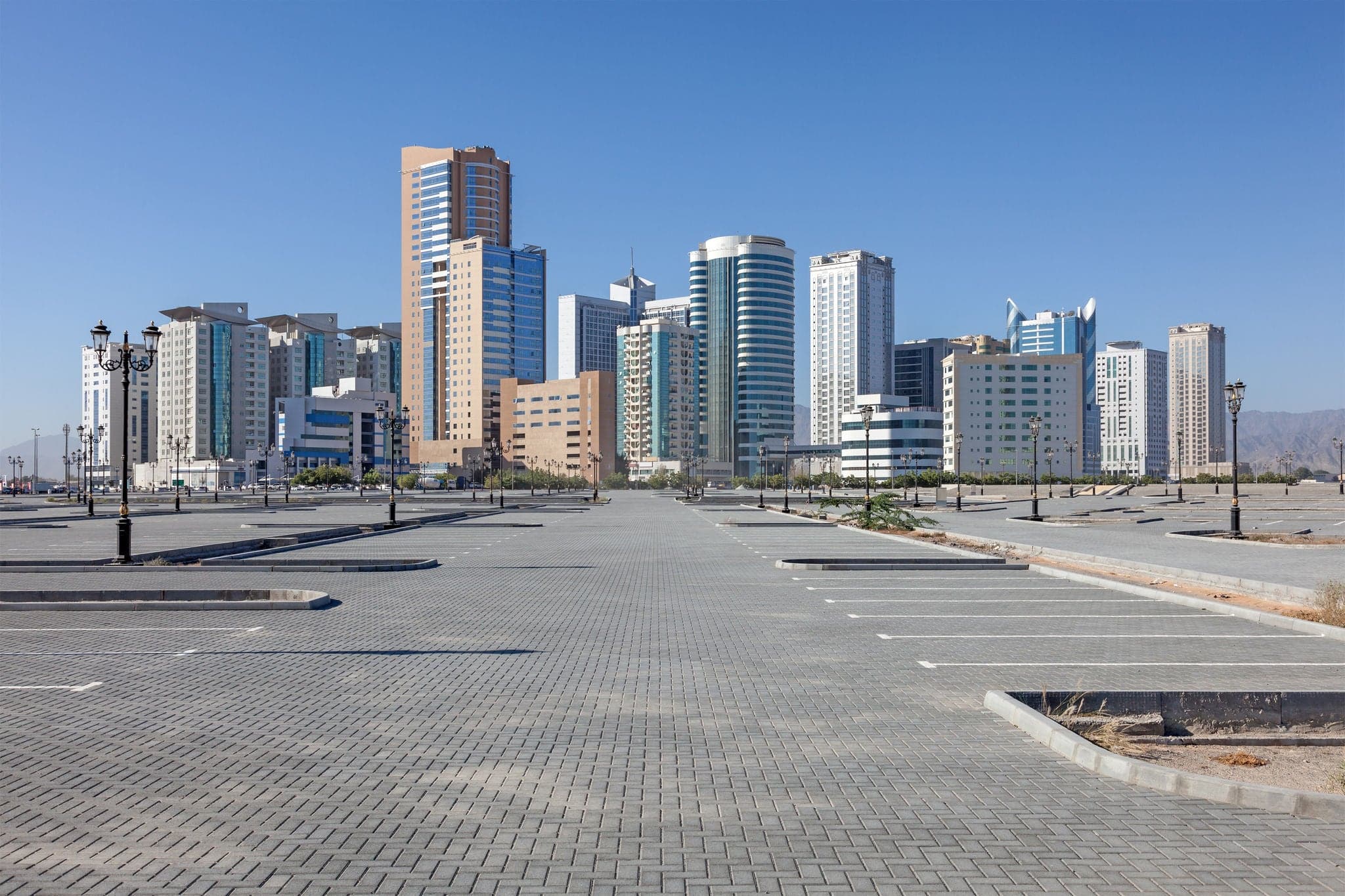 Buildings in the city of Fujairah, United Arab Emirates