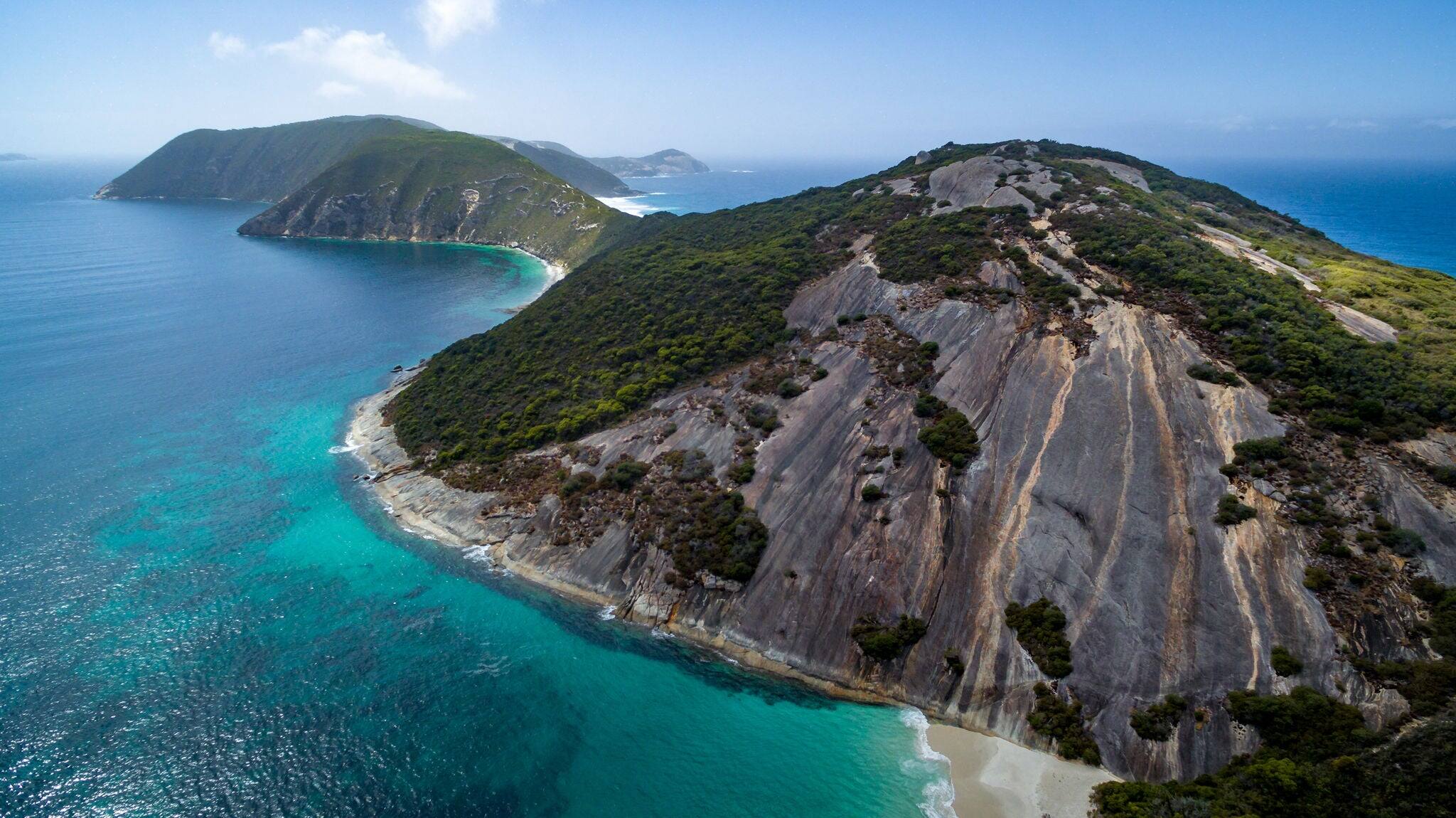 Aerial view of the Bald Head Ithmus  in the Torndirrup National Park, Albany, Western Australia