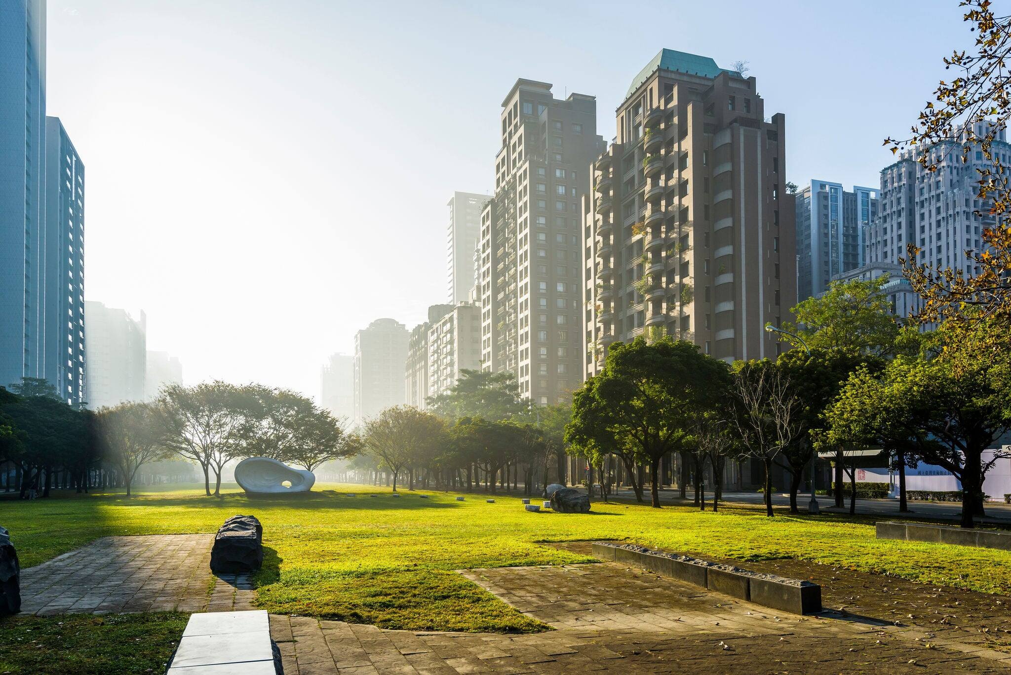 Morning view of the cityscape in Taichung Taiwan. here is near the National Taichung Theater.