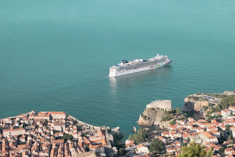 Aerial view of NCL Pearl in Dubrovnik.