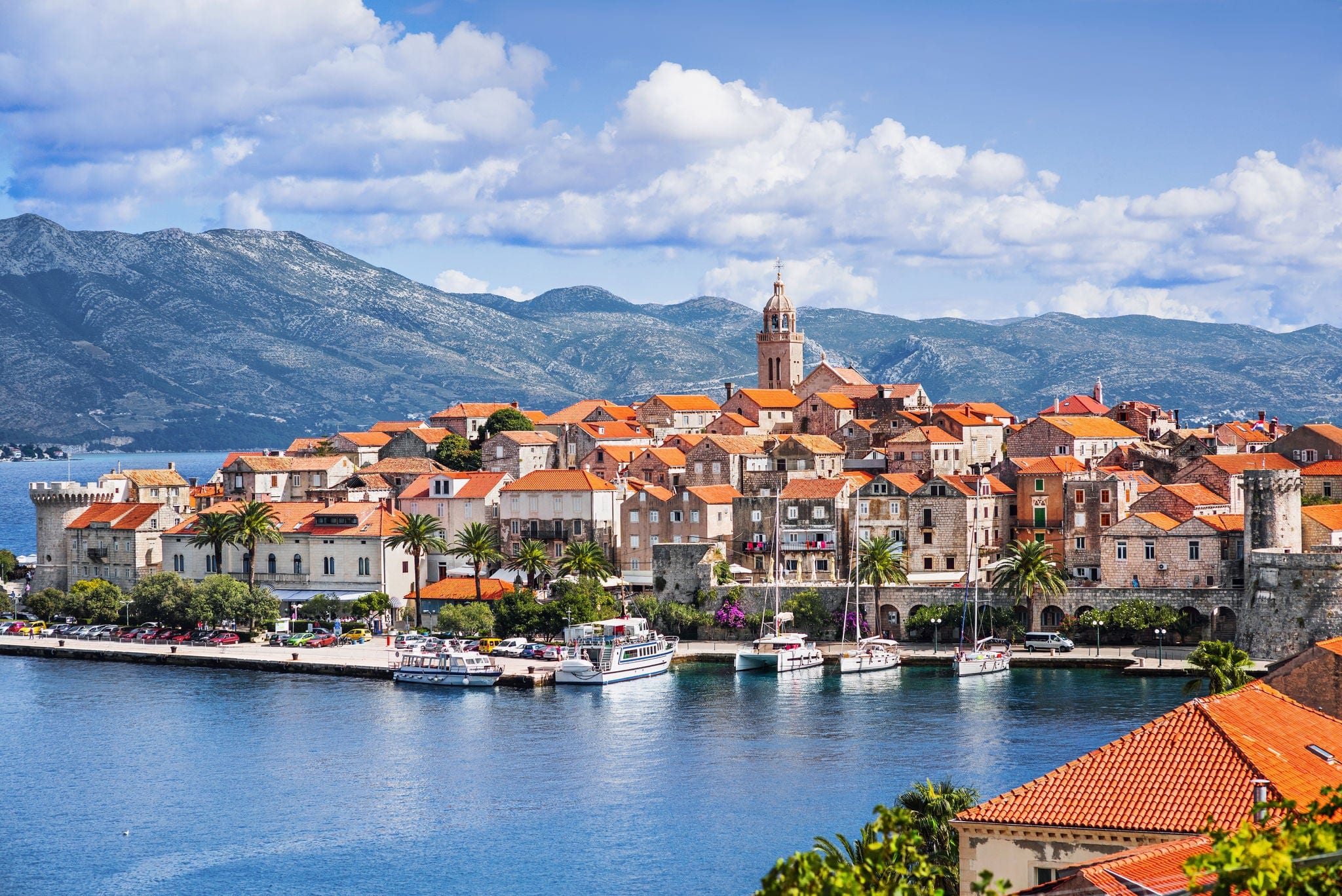 Vista de la ciudad de Kórcula, isla de Kórcula, Dálmata, Croacia