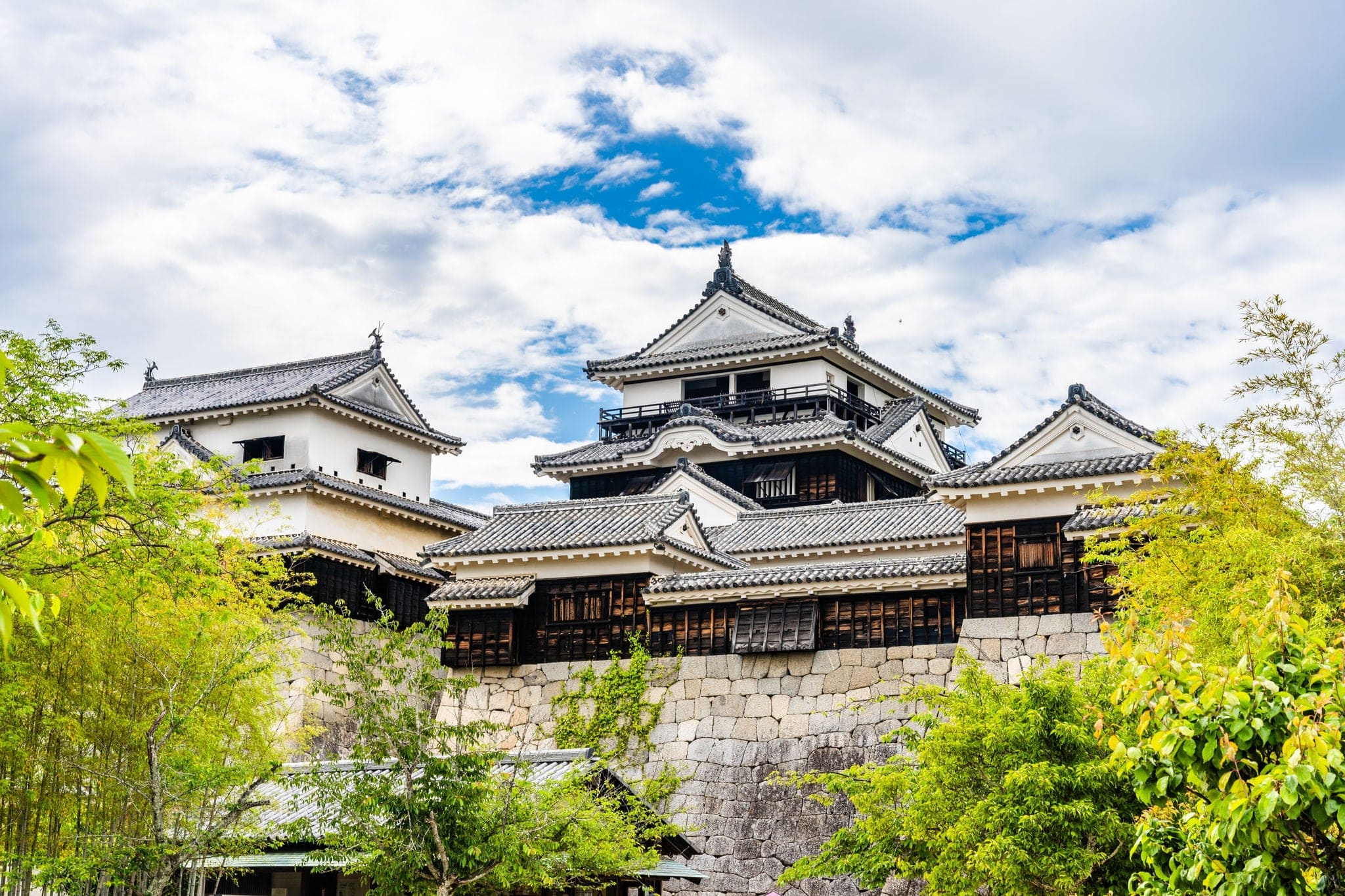 The keep of Matsuyama Castle built in 1603 and that still have its original structure, in Matsuyama city center, Shikoku region, Japan