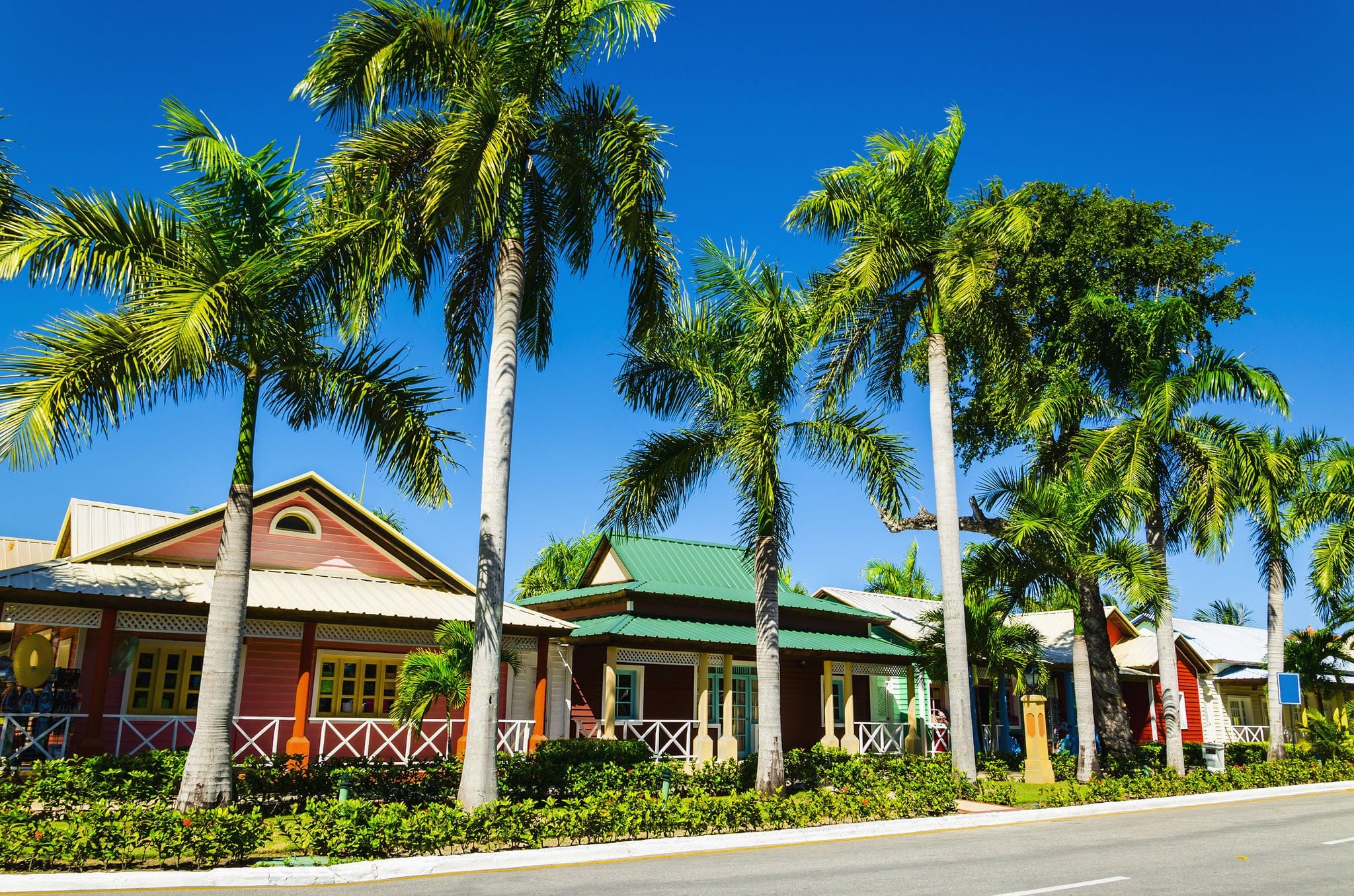 Wooden colored houses very popular in the Caribbean Islands, ideal for holidays