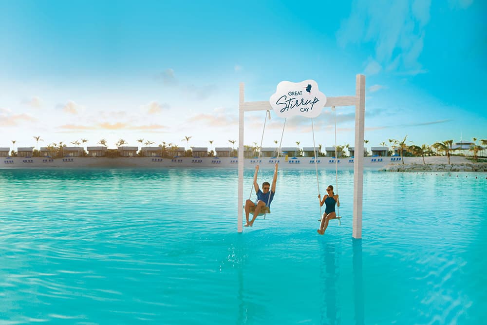 Norwegian Private Island - Great Stirrup Cay - Beach Swings in Water