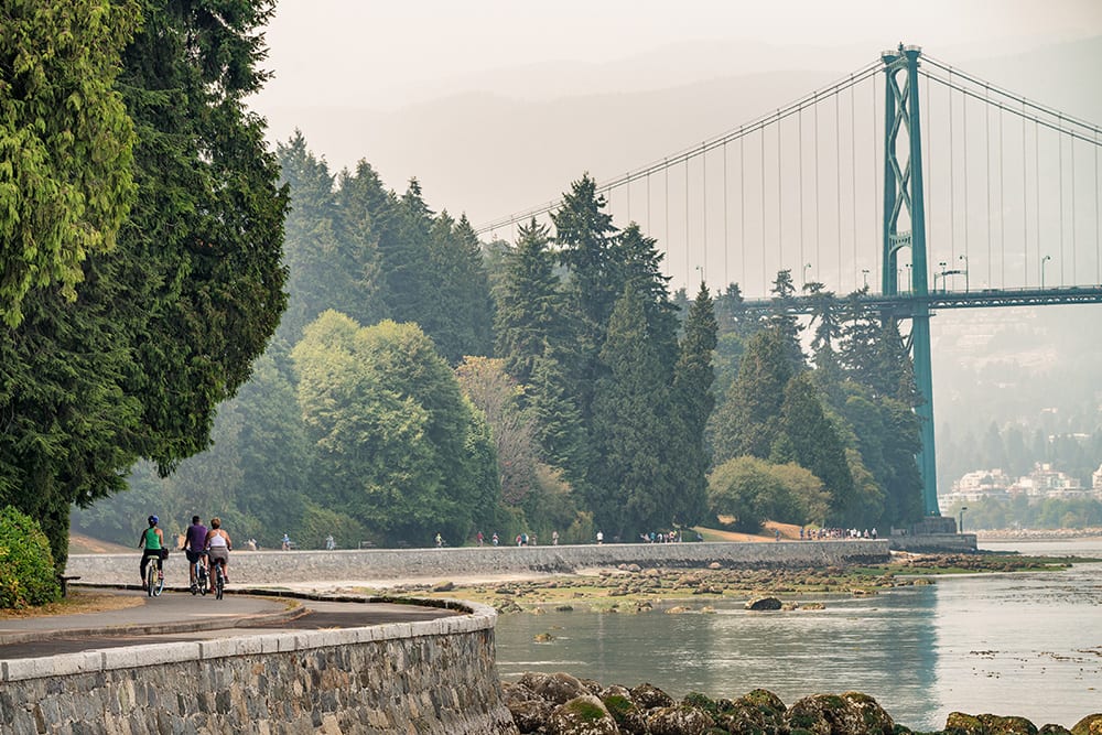 Bike ride along Stanley Park, Vancouver, BC, Canada Bike ride along Stanley Park, Vancouver, BC, Canada