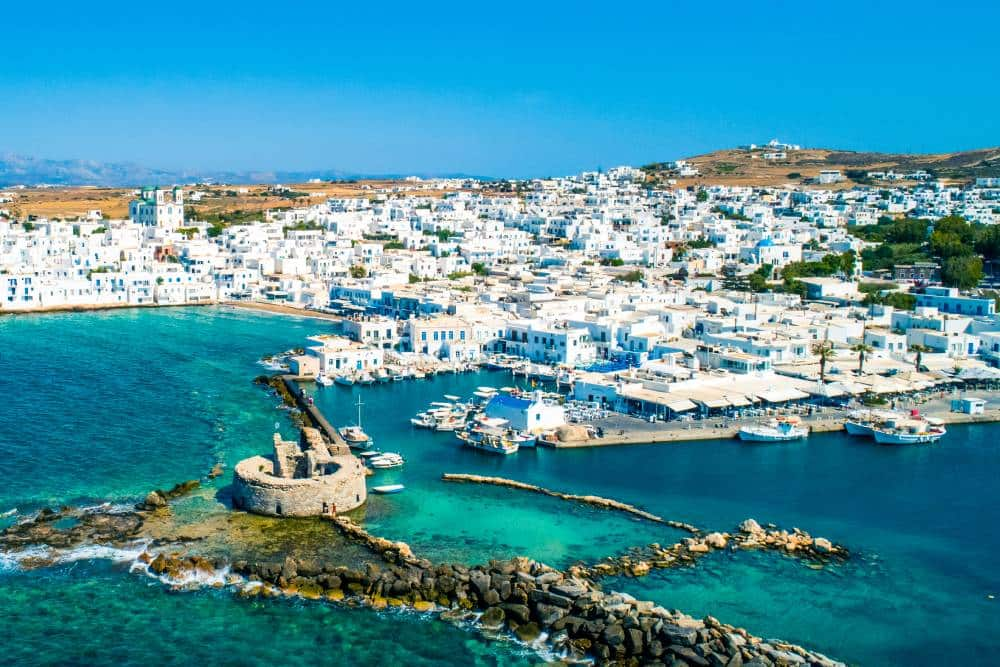 Ruins of Venetian castle in Naoussa, Paros Island, Greece