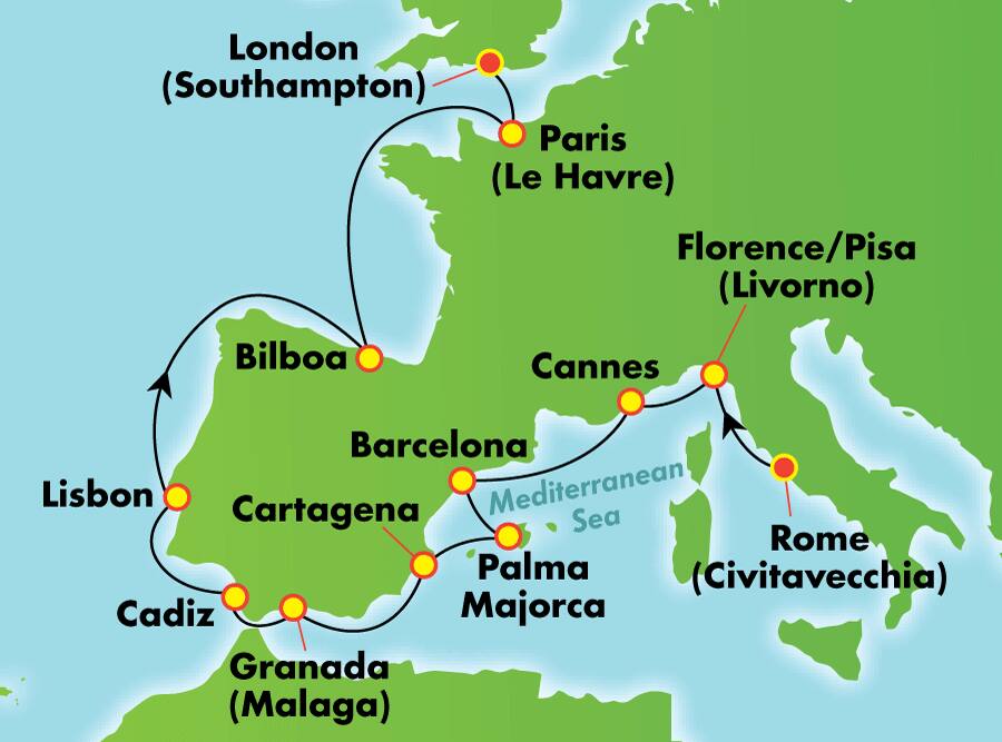 Italia, Francia y España: las rivieras desde Roma (Civitavecchia), 13 días Italia, Francia y España: las rivieras desde Roma (Civitavecchia), 13 días