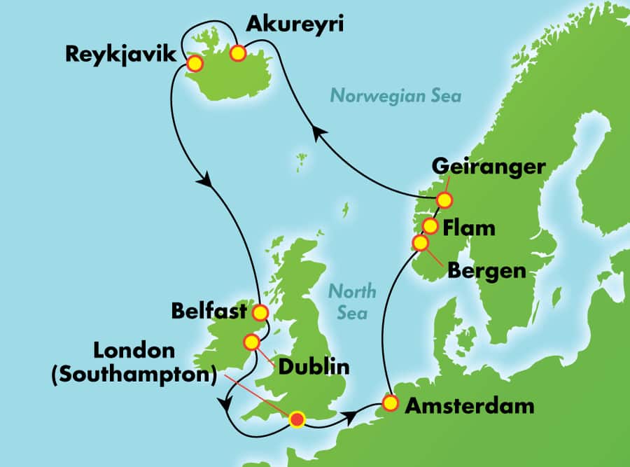 Islandia, Irlanda y Noruega: fiordos místicos desde Londres (Southampton), 14 días Islandia, Irlanda y Noruega: fiordos místicos desde Londres (Southampton), 14 días