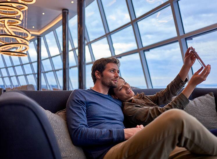 Snap a Selfie in the Observation Lounge on Norwegian Bliss