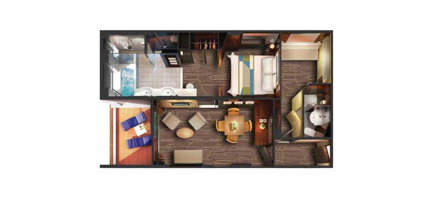 plano de Suite familiar de lujo con balcón, 2 habitaciones