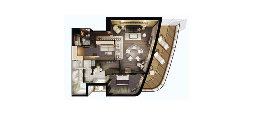 plano de The Haven Deluxe Owner's Suite con balcón grande
