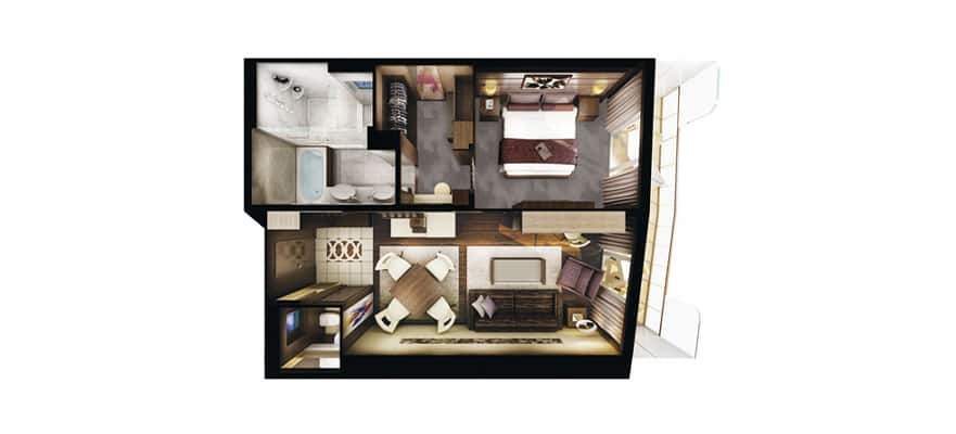 plano de The Haven Deluxe Owner's Suite con balcón