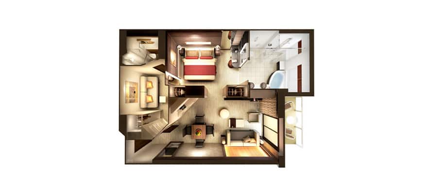 plano de The Haven villa familiar con balcón, 2 habitaciones