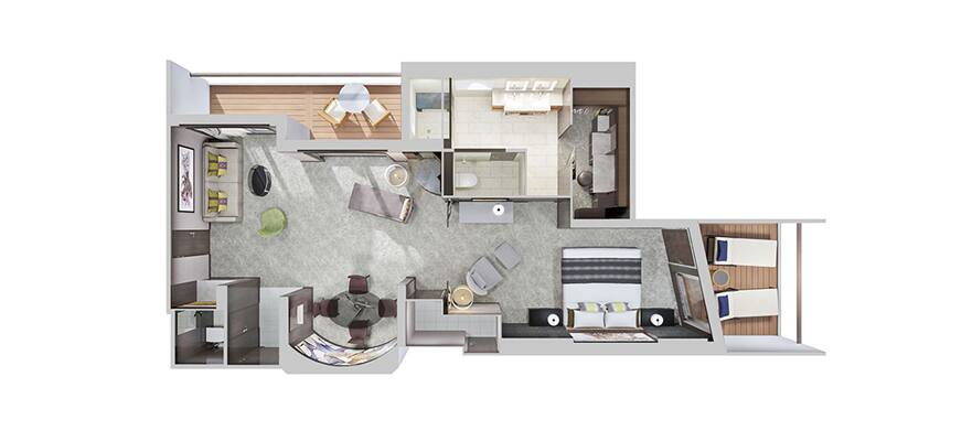 plano de The Haven Deluxe Owner's Suite con balcón