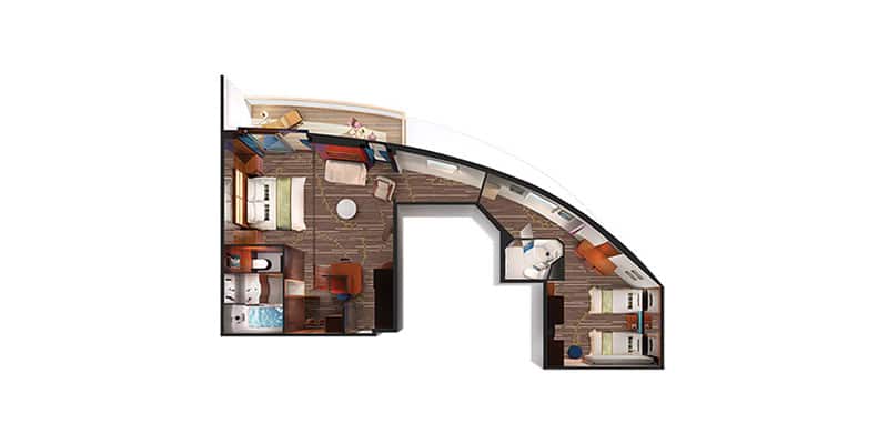 plano de Suite familiar de lujo con balcón, 2 habitaciones