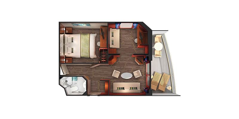 plano de Suite familiar en la popa con 2 habitaciones y balcón
