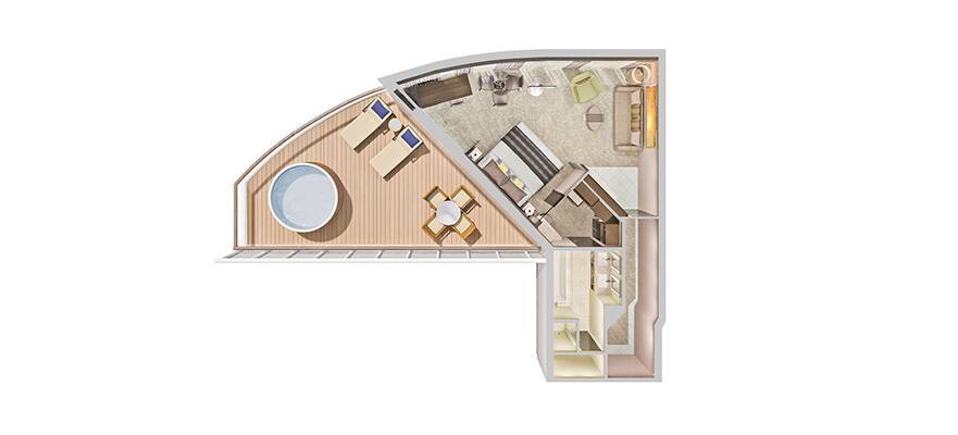 plano de The Haven Deluxe Owner's Suite con balcón grande