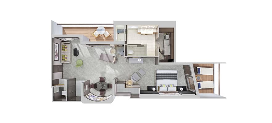 plano de The Haven Deluxe Owner's Suite con balcón