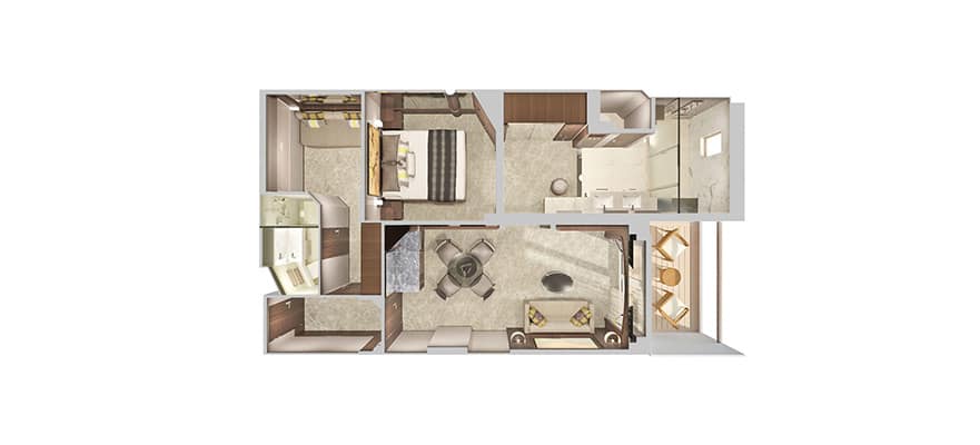 plano de The Haven villa familiar con balcón, 2 habitaciones