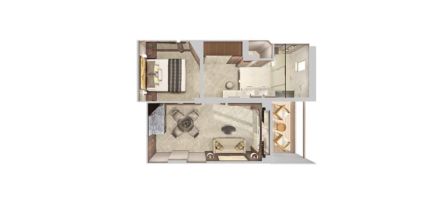 plano de The Haven Courtyard Penthouse con balcón