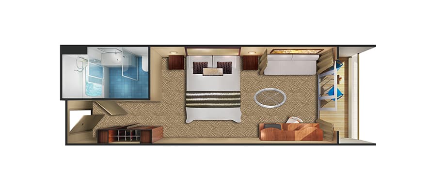 plano de Suite Club con balcón en la popa