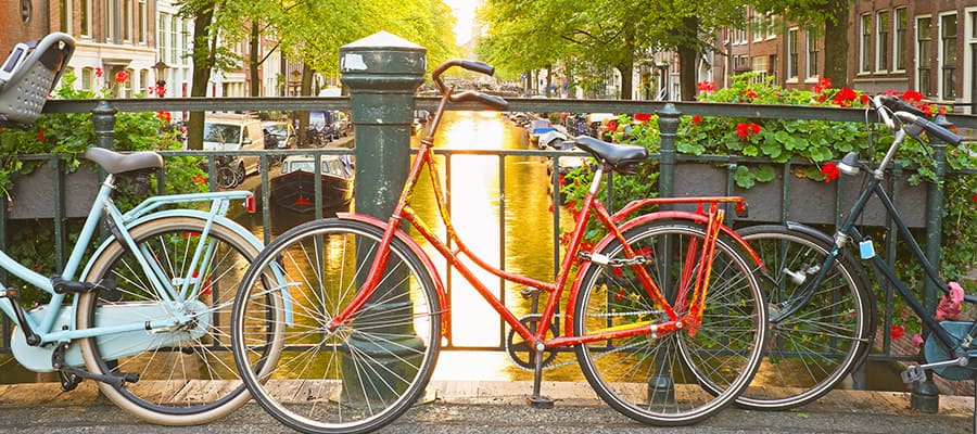 Pasea en bicicleta por Ámsterdam en tu crucero por Europa