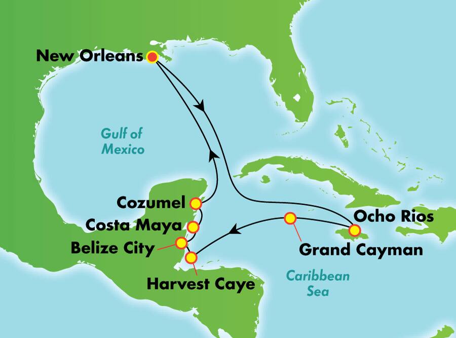 Caribe occidental desde Nueva Orleans, 11 días Caribe occidental desde Nueva Orleans, 11 días