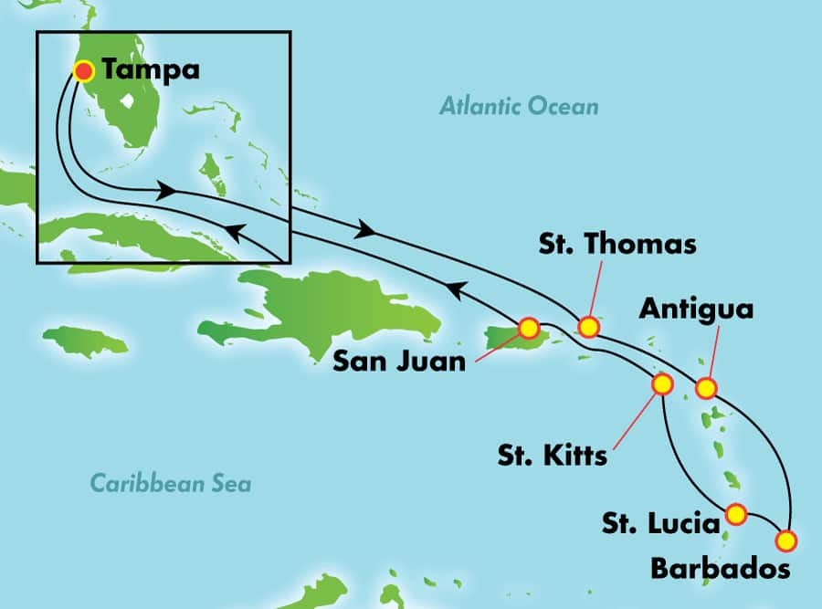 Caribe sur desde Tampa, 12 días Caribe sur desde Tampa, 12 días