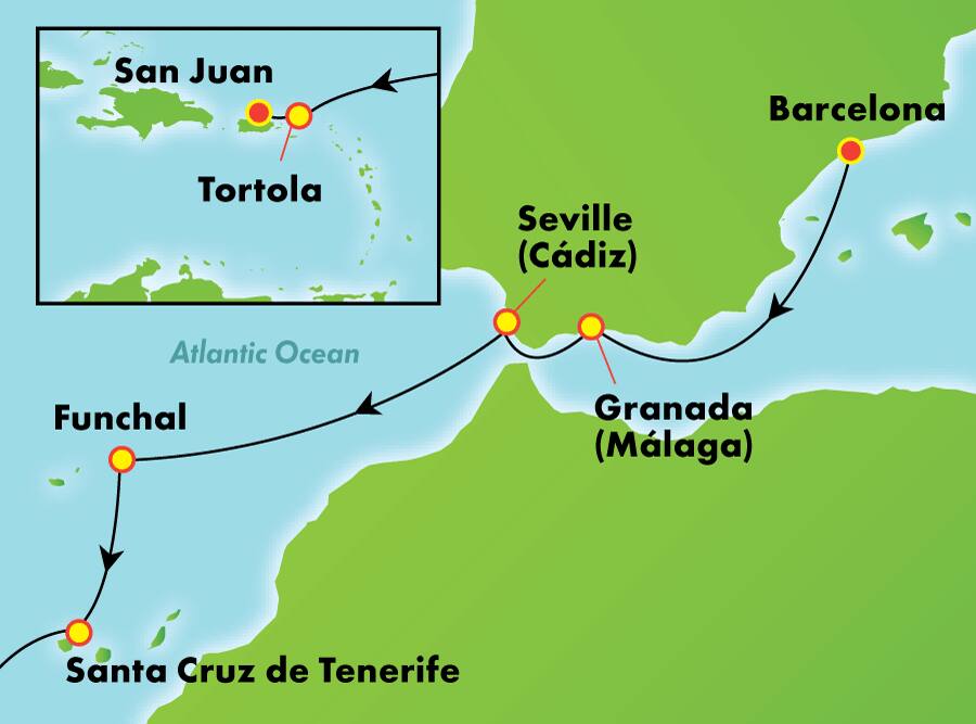 Transatlántico desde Barcelona, 13 días Transatlántico desde Barcelona, 13 días