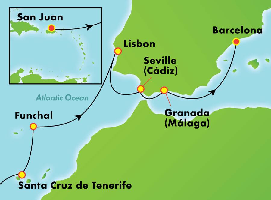 Transatlántico desde San Juan, 14 días Transatlántico desde San Juan, 14 días