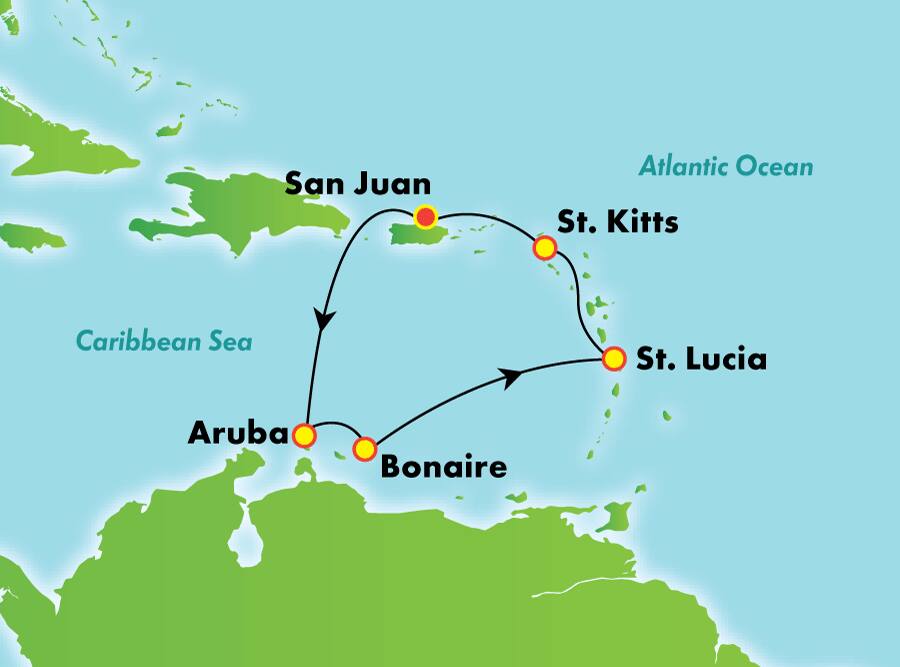 Caribe sur desde San Juan, 7 días Caribe sur desde San Juan, 7 días