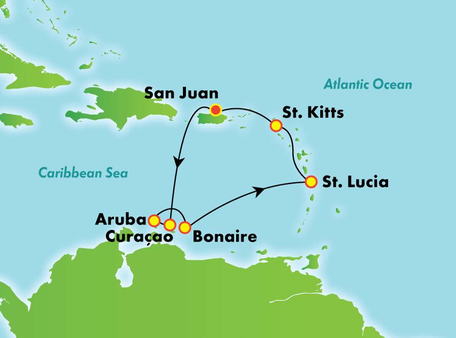 Caribe sur desde San Juan, 7 días Caribe sur desde San Juan, 7 días