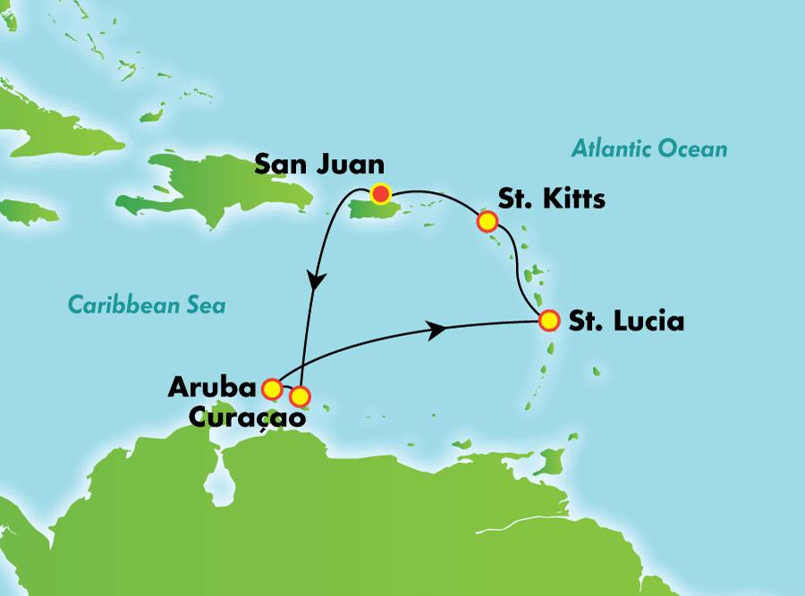 Caribe sur desde San Juan, 7 días Caribe sur desde San Juan, 7 días