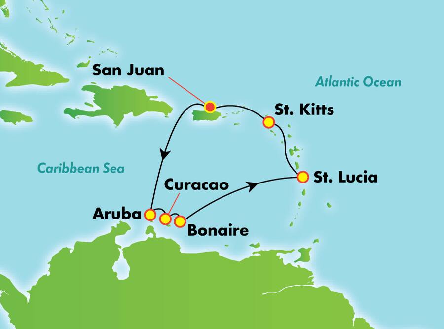 Caribe sur desde San Juan, 7 días Caribe sur desde San Juan, 7 días