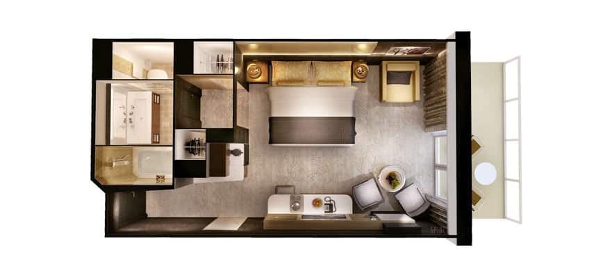 plano de The Haven Courtyard Penthouse con balcón