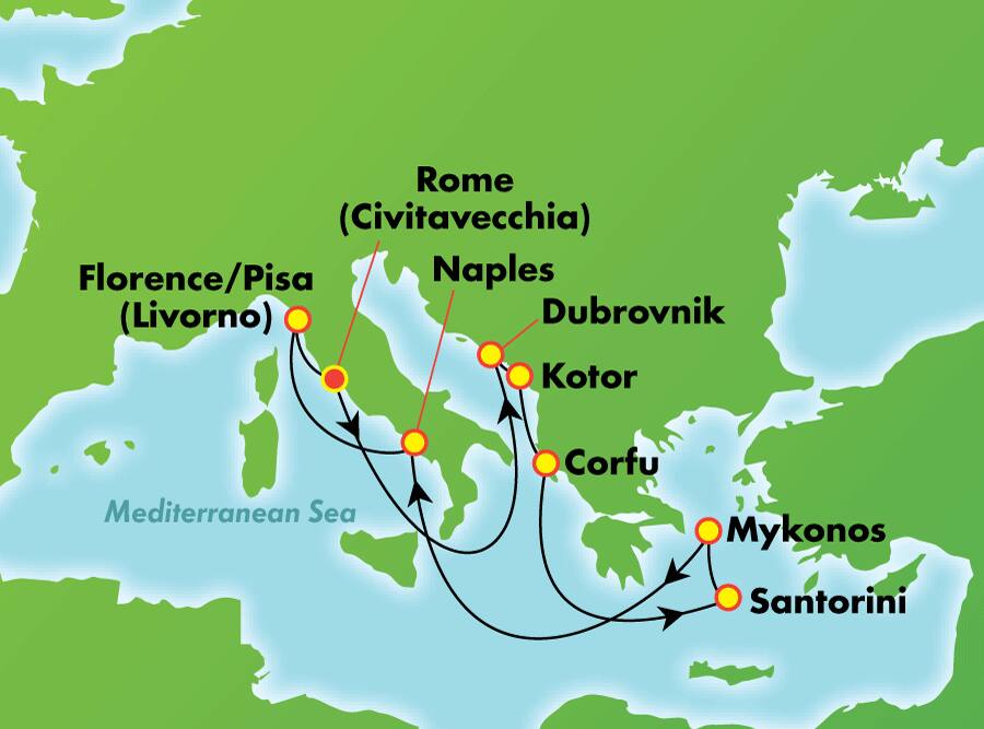 Islas griegas e Italia desde Roma (Civitavecchia), 10 días Islas griegas e Italia desde Roma (Civitavecchia), 10 días