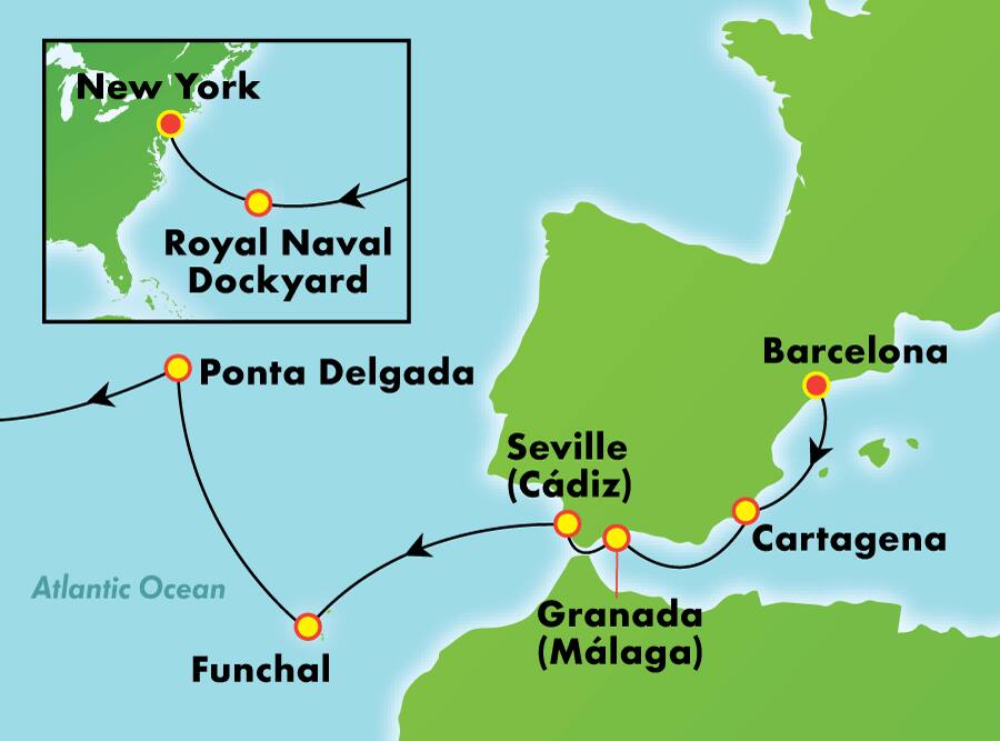 Transatlántico desde Barcelona, 14 días Transatlántico desde Barcelona, 14 días