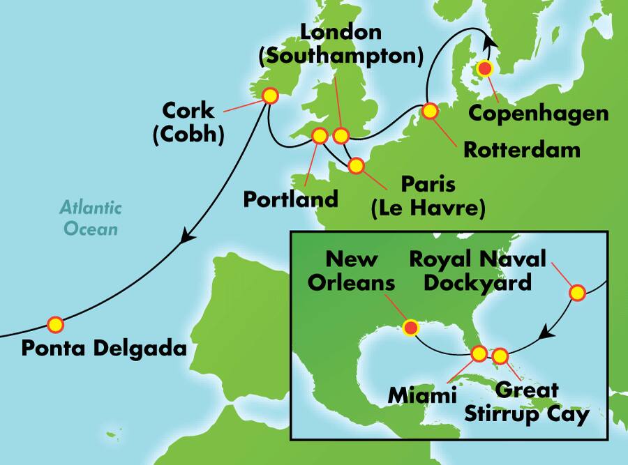Transatlántico desde Copenhague, 19 días Transatlántico desde Copenhague, 19 días