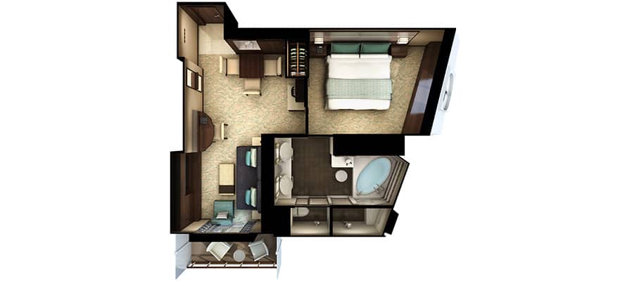 plano de The Haven Penthouse en la proa con balcón