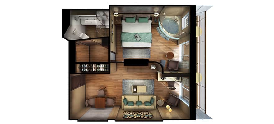 plano de The Haven Deluxe Suite con balcón