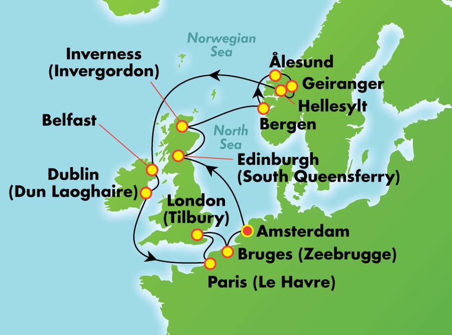 Islas Británicas, Noruega e Irlanda desde Ámsterdam, 14 días Islas Británicas, Noruega e Irlanda desde Ámsterdam, 14 días
