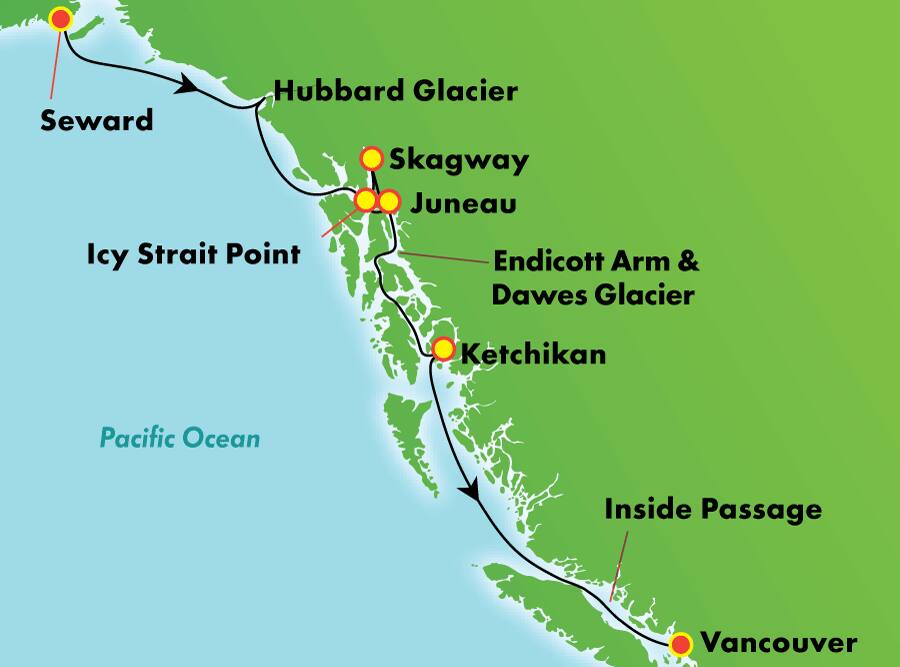 Alaska con Pasaje Interior desde Seward (hacia el sur), 7 días Alaska con Pasaje Interior desde Seward (hacia el sur), 7 días