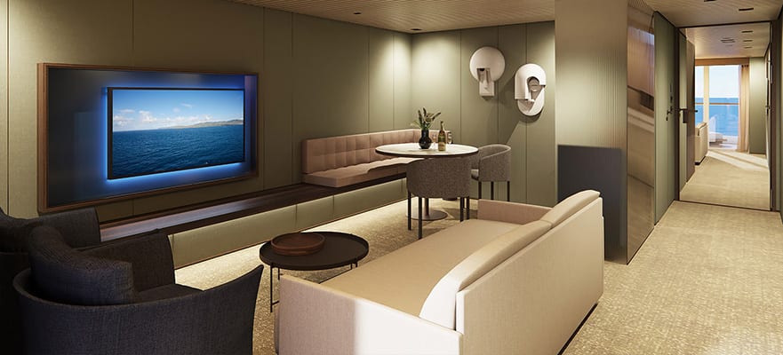plano de The Haven Owner's Suite con balcón grande