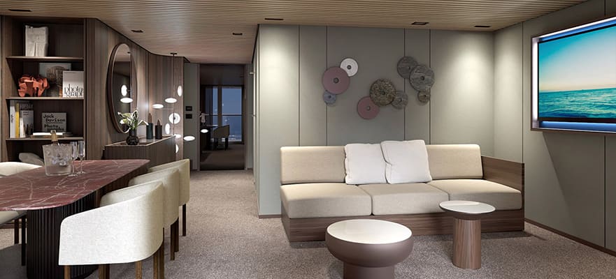 plano de The Haven Duplex Suite con 3 habitaciones y camarote con balcón grande