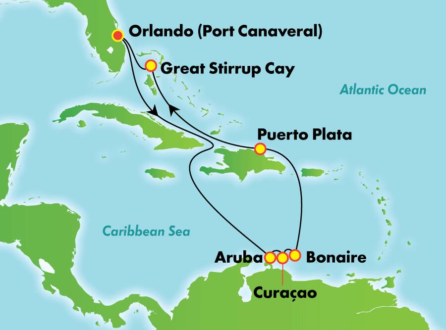 Caribe sur desde Orlando (Puerto Cañaveral), 10 días Caribe sur desde Orlando (Puerto Cañaveral), 10 días
