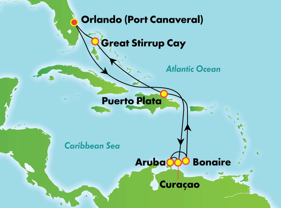 Caribe sur desde Orlando (Puerto Cañaveral), 10 días Caribe sur desde Orlando (Puerto Cañaveral), 10 días