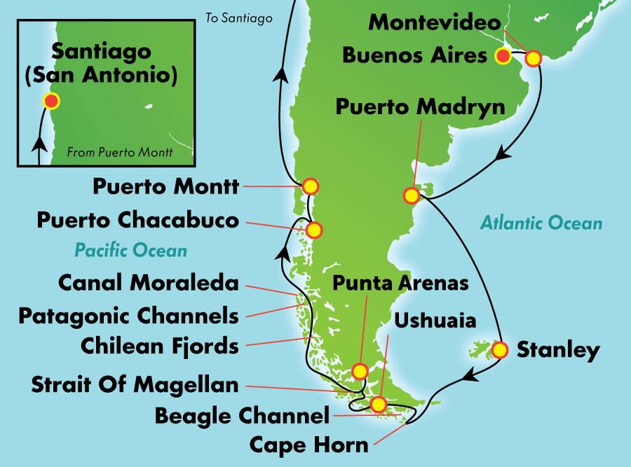 América del Sur desde Buenos Aires (dirección oeste), 14 días América del Sur desde Buenos Aires (dirección oeste), 14 días
