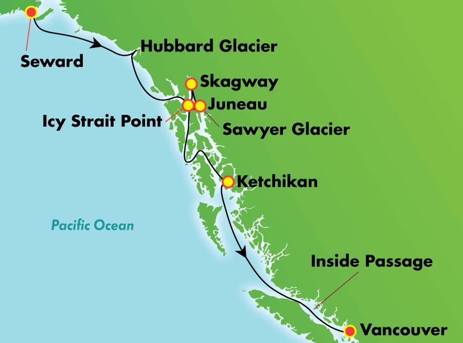Alaska con Pasaje Interior desde Seward (hacia el sur), 7 días Alaska con Pasaje Interior desde Seward (hacia el sur), 7 días