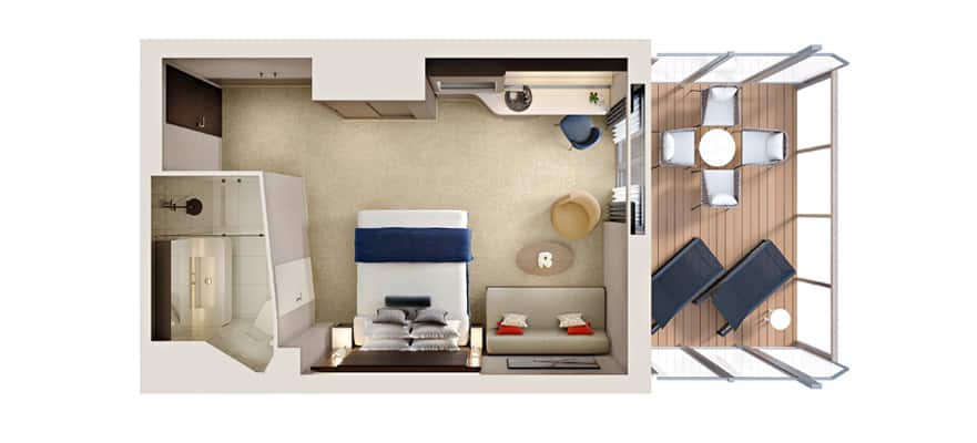 plano de Suite Club con balcón para toda la familia